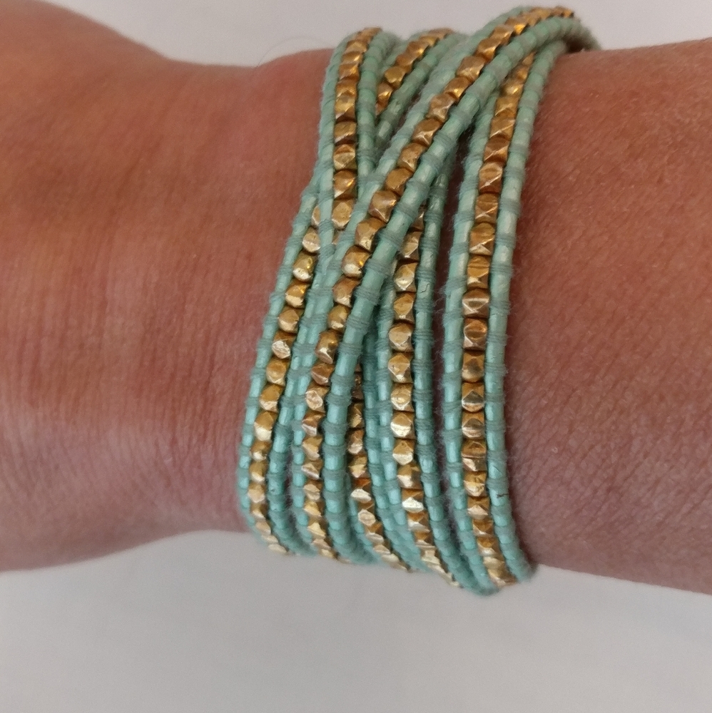Chan Luu Turquoise Leather 5 Wrap Bracelet